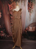 Bronze Brown Heavy Crystal and Beads Embroidered Design Crepe Ready To Wear Saree with Corset Style Fitted Bodice