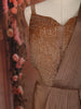Bronze Brown Heavy Crystal and Beads Embroidered Design Crepe Ready To Wear Saree with Corset Style Fitted Bodice