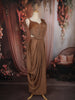 Bronze Brown Heavy Crystal and Beads Embroidered Design Crepe Ready To Wear Saree with Corset Style Fitted Bodice