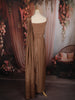 Bronze Brown Heavy Crystal and Beads Embroidered Design Crepe Ready To Wear Saree with Corset Style Fitted Bodice