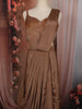 Bronze Brown Heavy Crystal and Beads Embroidered Design Crepe Ready To Wear Saree with Corset Style Fitted Bodice