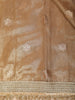 Bronze Floral Butta Design Tissue Saree with Designer Lace Border