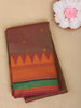Brown Butta Design Cotton Saree With Contrast Border