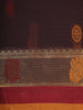 Brown Butta Design Cotton Saree with Contrast Red and Mustard Zari Border
