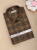 Brown Checked Design Cotton Formal Full Sleeve Men Shirt