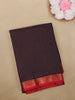 Brown Checks Woven Mysore Silk Saree with Contrast Red Zari Border