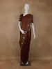 Brown Floral Bead And Sequin Embroidered Crepe Silk Saree