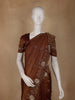 Brown Floral Bead And Sequin Embroidered Crepe Silk Saree