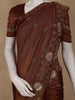 Brown Floral Bead And Sequin Embroidered Crepe Silk Saree