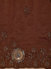 Brown Floral Bead And Sequin Embroidered Crepe Silk Saree