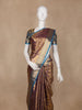 Brown Floral Butta Design Semi Tissue Silk Saree