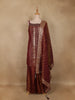 Brown Floral Buttas Design Silk Palazzo Suit