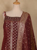 Brown Floral Buttas Design Silk Palazzo Suit