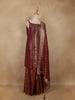 Brown Floral Buttas Design Silk Palazzo Suit