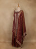 Brown Floral Buttas Design Silk Palazzo Suit