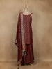 Brown Floral Buttas Design Silk Palazzo Suit