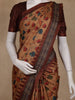 Brown Floral Design Semi Tissue Silk Saree