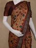 Brown Floral Design Semi Tissue Silk Saree