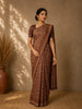 Brown Floral Design Semi Tussar Saree With Embroidery Border
