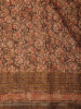 Brown Floral Design Semi Tussar Saree With Embroidery Border