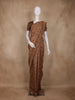 Brown Floral Design Semi Tussar Saree With Embroidery Border