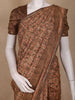 Brown Floral Design Semi Tussar Saree With Embroidery Border