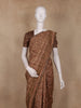 Brown Floral Design Semi Tussar Saree With Embroidery Border