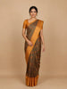 Brown Floral Designed Kora Printed Saree