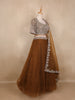 Brown Floral Embroidered Design Net Lehenga