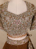 Brown Floral Embroidered Design Net Lehenga