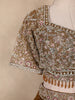 Brown Floral Embroidered Design Net Lehenga
