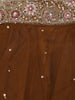 Brown Floral Embroidered Design Net Lehenga
