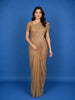 Brown Floral Embroidered Tissue Saree with Scalloped Border