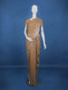 Brown Floral Embroidered Tissue Saree with Scalloped Border - Diadem