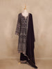 Brown Floral Embroidery Georgette Palazzo  Suit