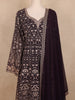 Brown Floral Embroidery Georgette Palazzo  Suit