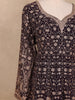 Brown Floral Embroidery Georgette Palazzo  Suit