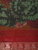 Brown Floral Printed Design Chanderi Cotton Saree with Contrast Zari Woven Border