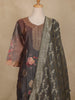 Brown Floral Printed Design Jacquard Straight Cut Salwar Suit