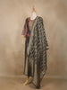 Brown Floral Printed Design Jacquard Straight Cut Salwar Suit