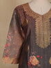 Brown Floral Printed Design Jacquard Straight Cut Salwar Suit