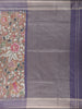 Brown Floral Printed Design Semi Tussar Saree with Blue Border