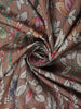 Brown Floral Printed Design Semi Tussar Saree with Blue Border