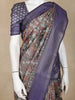 Brown Floral Printed Design Semi Tussar Saree with Blue Border