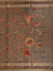 Brown Floral Printed Design Tussar Silk Saree