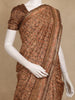 Brown Floral Printed Design Tussar Silk Saree