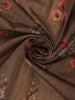 Brown Floral Printed Design Tussar Silk Saree