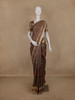 Brown Floral Printed Design Tussar Silk Saree