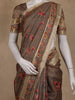 Brown Floral Printed Design Tussar Silk Saree
