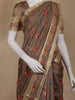 Brown Floral Printed Design Tussar Silk Saree